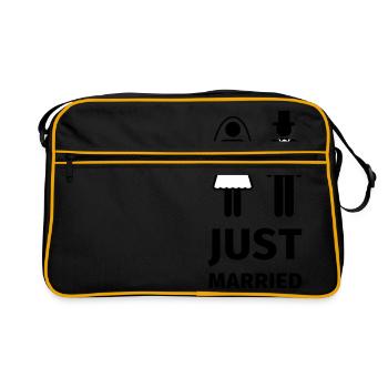 just married - Retro Tasche - Schwarz/Gold - Vorne