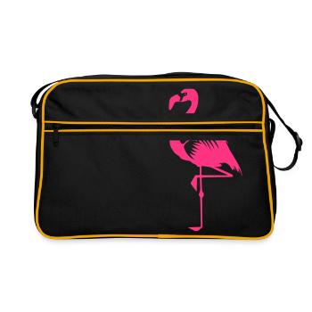 Flamingo pink summer pink bird animal water bird - Retro Bag - black/gold - Front