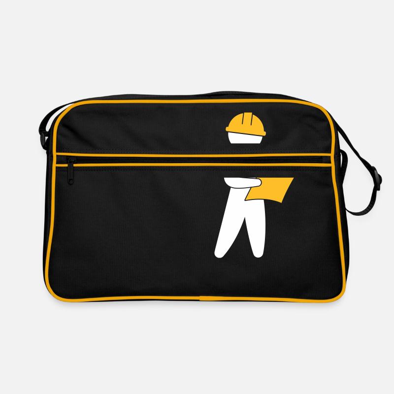 Ein Ingenieur auf einer Baustelle Retro Tasche