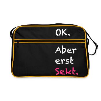 Ok. Aber erst Sekt. Cooler Spruch. - Sac Retro - noir/or - Devant