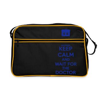 Keep Calm And Wait For The Doctor - Retro Tasche - Schwarz/Gold - Vorne