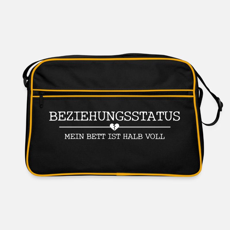 BEZIEHUNGSSTATUS mein bett ist halb voll Retro Tasche