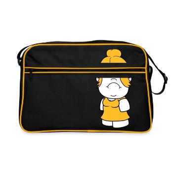 weiblich huebsch grosser kopf kleine frau maedchen - Retro Tasche - Schwarz/Gold - Vorne