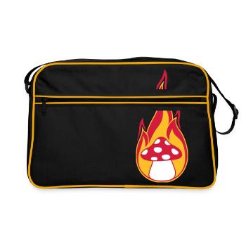 feu bruler flammes chaud champignon mouche agaric rouge p - Sac Retro - noir/or - Devant