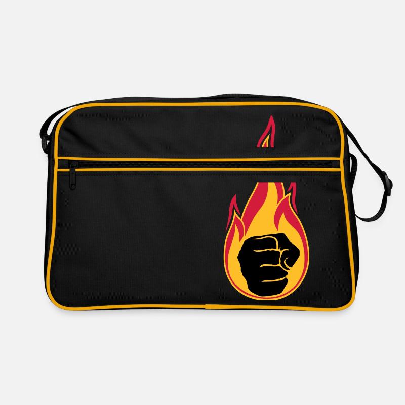 flammes chaudes brûlent la main de poing de feu serré Sac Retro