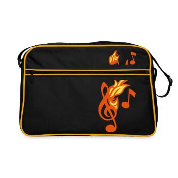 note musique flamme cle sol - Sac Retro - noir/or - Devant