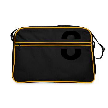 Comic Zahl 8 Acht - Retro Tasche - Schwarz/Gold - Vorne
