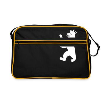 Berliner Bär mit Krone - Retro Tasche - Schwarz/Gold - Vorne