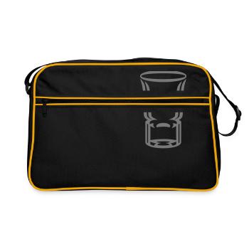 Schnapsglas / shot glass (1c) - Retro Tasche - Schwarz/Gold - Vorne
