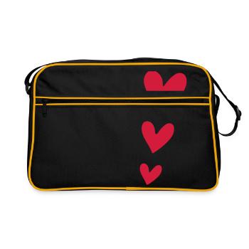 3 hearts Three hearts decoration decor - Retro Bag - black/gold - Front