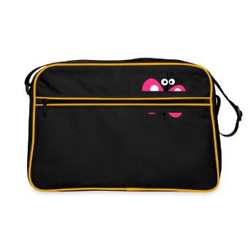 Schmetterling pink - Retro Tasche - Schwarz/Gold - Vorne