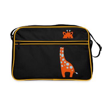 cute giraffe - Retro Tasche - Schwarz/Gold - Vorne