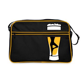 beer glass alcohol party drinking drink thirst celebration - Retro Bag - black/gold - Front