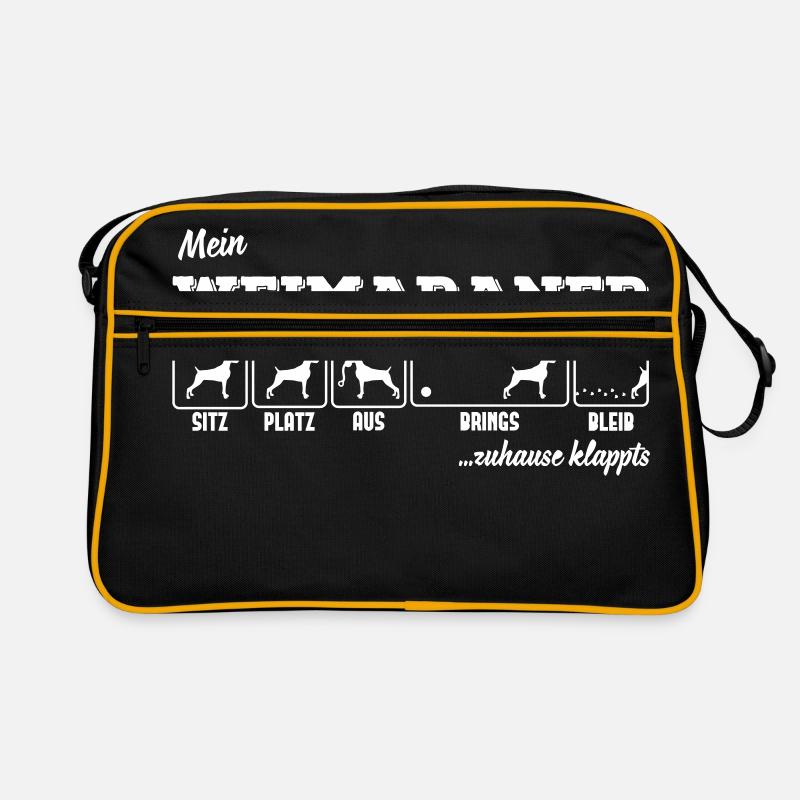 Mein Weimaraner - zuhause klappts - Retro Tasche - Schwarz/Gold