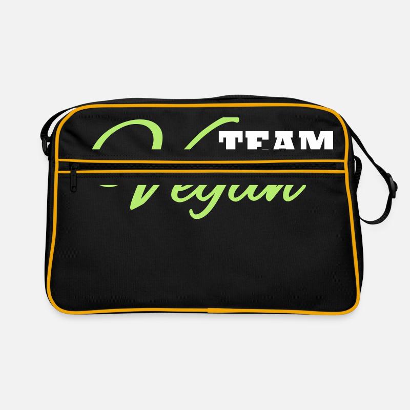 Team Vegan - Retro Tasche - Schwarz/Gold