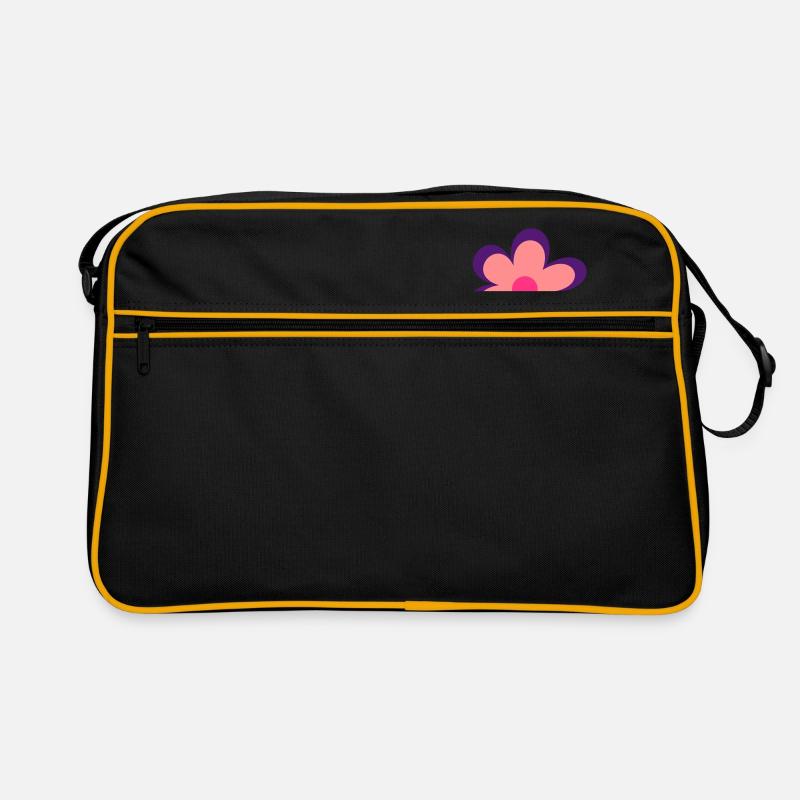 Blumen - Retro Tasche - Schwarz/Gold