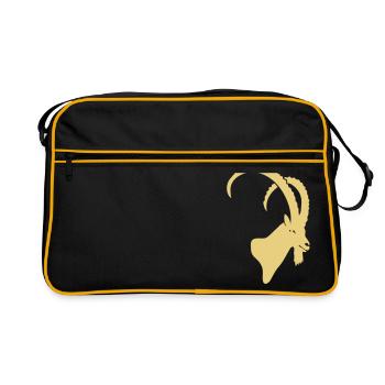 ibex capricorn alpine the alps bavaria mountains - Retro Bag - black/gold - Front