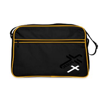 croix jésus - Sac Retro - noir/or - Devant