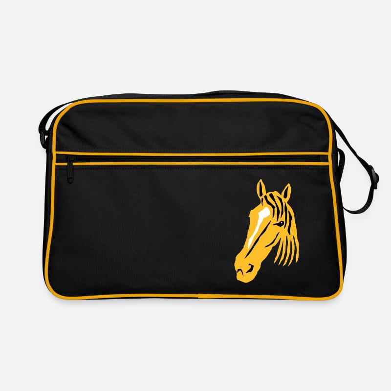 Pferdekopf - Retro Tasche - Schwarz/Gold