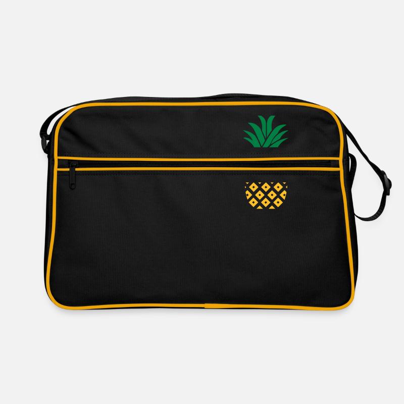 Ananas - Retro Tasche - Schwarz/Gold