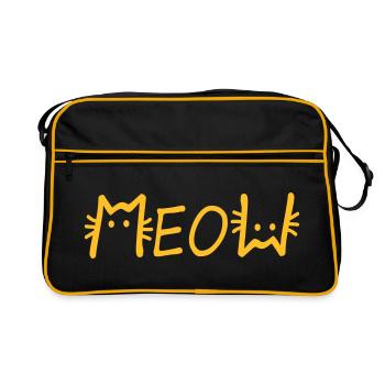 Cute cat meow cat motive color freely selectable - Retro Bag - black/gold - Front