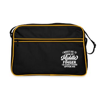 MAJEUR FUCK YOU MOTIF DE LÉCHAGE DE DOIGT PUANT - Sac Retro - noir/or - Devant
