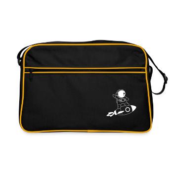 ASTRONAUT ROCKET SPACE SPACE STAR FLY MOTIF - Retro Bag - black/gold - Front