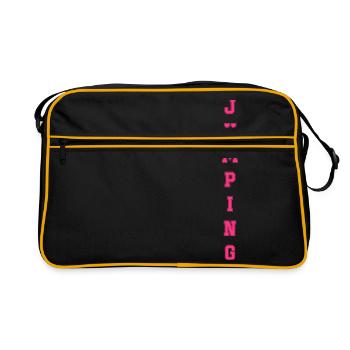 jumping trampolin girl jumpen jump Geschenk - Retro Tasche - Schwarz/Gold - Vorne