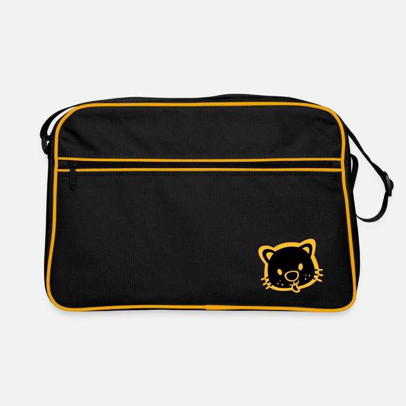 süßes Kätzchen Katze - Retro Tasche - Schwarz/Gold