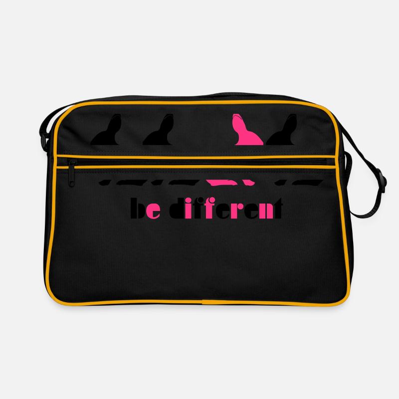 Be different Hase Bunny Unikat Einzigartig 2c - Retro Tasche - Schwarz/Gold