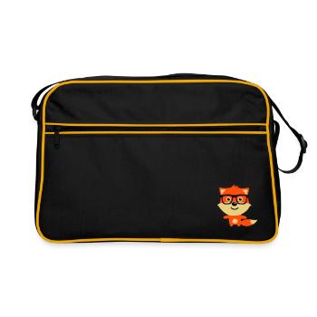 Fox Cute & Drôle Hipster Bébé avec lunettes nerd - Sac Retro - noir/or - Devant