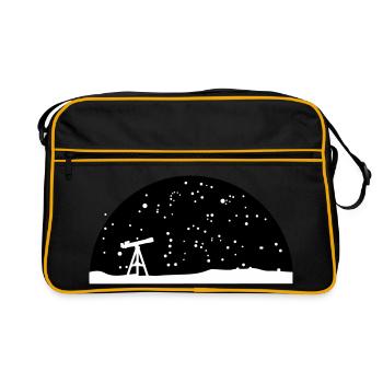 Astronomy, Telescope and stars - Retro Bag - black/gold - Front