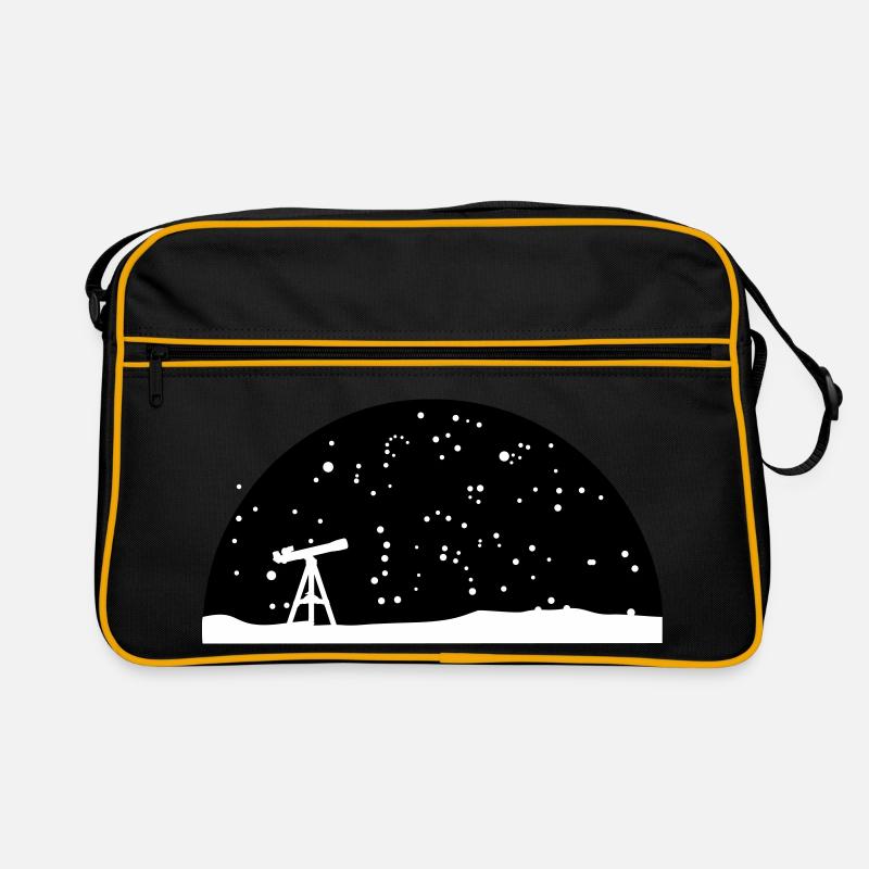 Teleskop und Sternenhimmel, Astronomie - Retro Tasche - Schwarz/Gold
