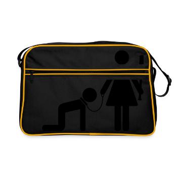 A woman holds a man as a slave - Retro Bag - black/gold - Front