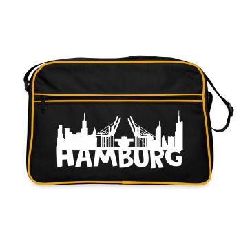 Hamburg Skyline - Retro Tasche - Schwarz/Gold - Vorne