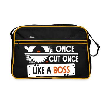 Funny DIY Construction Wood Working Man Cave Home - Retro Bag - black/gold - Front