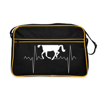 Fréquence cardiaque pouls pouls cheval cavalier cadeau - Sac Retro - noir/or - Devant