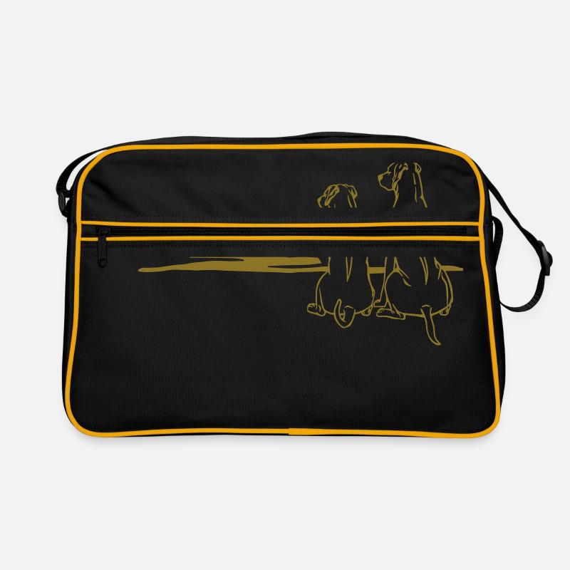 2 Rhodesian Ridgebacks - Retro Tasche - Schwarz/Gold