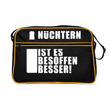 Nüchtern betrachtet ist es besoffen besser! party - Retro Tasche - Schwarz/Gold - Vorne