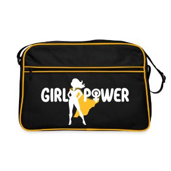 Mädchenpower Frauenpower Symbol | Farben änderbar - Retro Tasche - Schwarz/Gold - Vorne