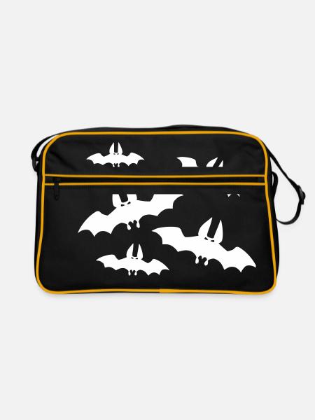 Fledermäuse - Retro Tasche - Schwarz/Gold - Vorne