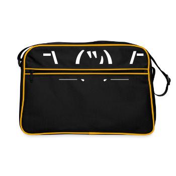 Shruggie Emoticon Smiley Achselzucken - Retro Tasche - Schwarz/Gold - Vorne