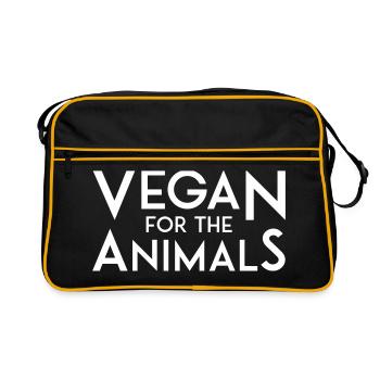 VEGAN FOR THE ANIMALS white - Retro Tasche - Schwarz/Gold - Vorne