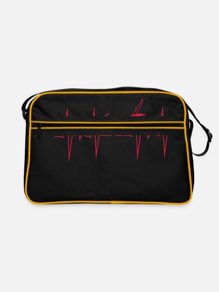 herzschlag diana 2 Segelflugzeug Segelflieger - Retro Tasche - Schwarz/Gold - Vorne
