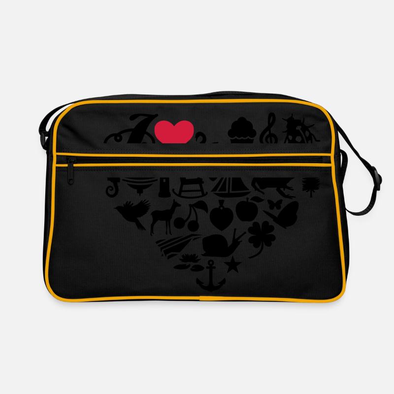I love - Retro Tasche - Schwarz/Gold