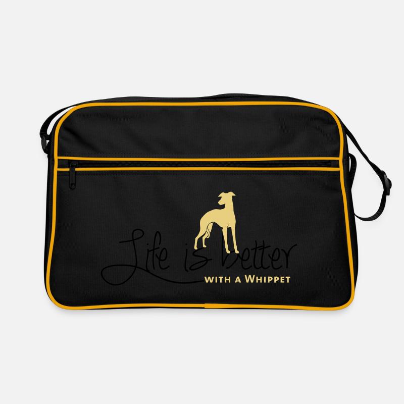 Life is better with a Whippet - Retro Tasche - Schwarz/Gold