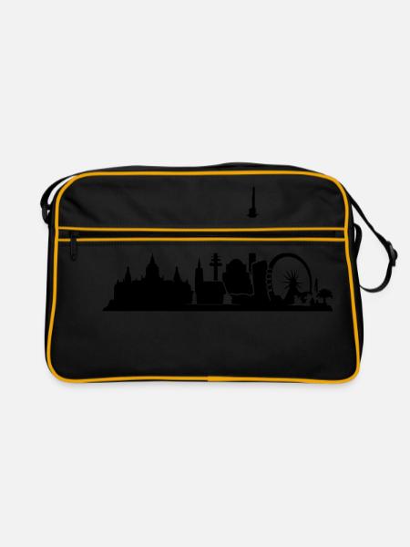 Hannover // Skyline // Silhouette // Skylineshirt - Retro Tasche - Schwarz/Gold - Vorne