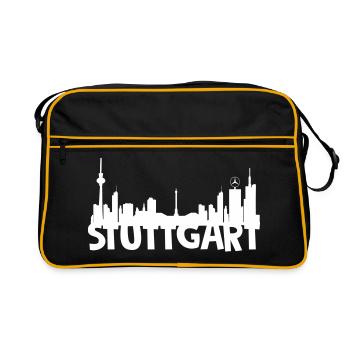 Stuttgart Skyline Stadtbild - Retro Tasche - Schwarz/Gold - Vorne