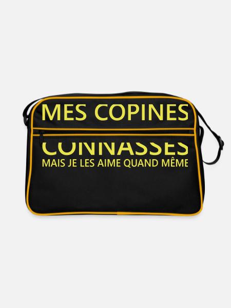 mes copines sont des connasses - Retro Tasche - Schwarz/Gold - Vorne
