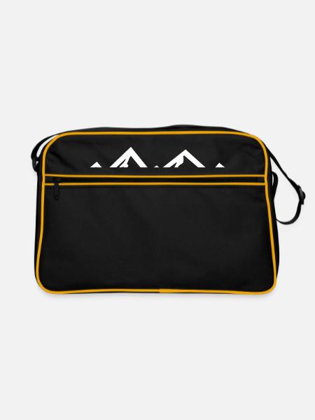 Berge, Mountains - Retro Tasche - Schwarz/Gold - Vorne